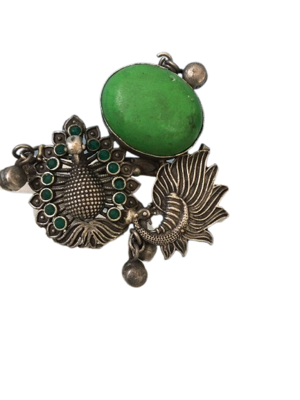 Bronze Ring with Green peacock